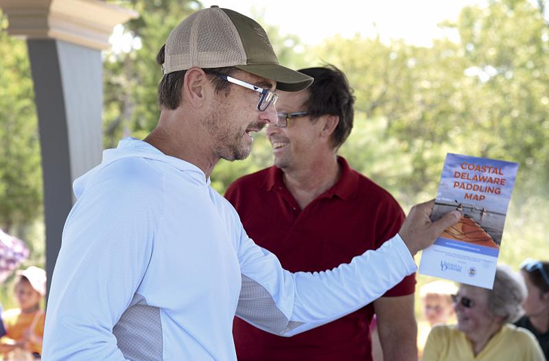 Jim Rapp, left, and Dave Wilson took part in the construction of the paddling map and companion website.